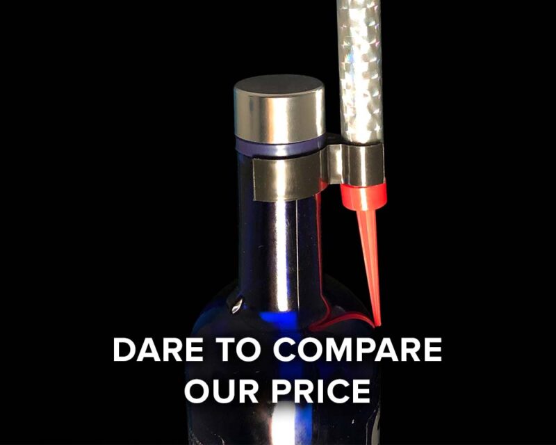 dare to compare our price, bottle with clip and sparkler