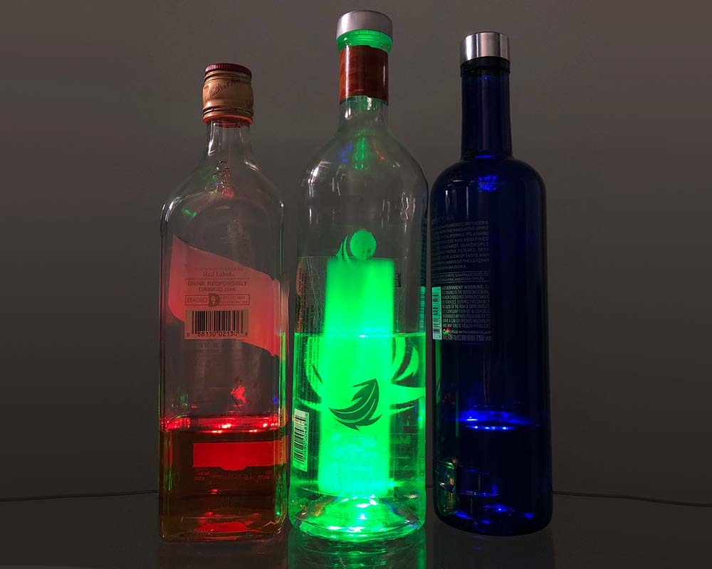 LED Bottle Glow Stickers - 5-Pack Mini Glower Bar Display Light Up Stickers (VIP)